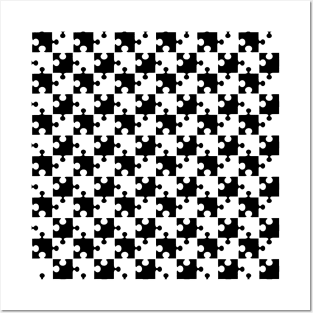 Black and white checkerboard puzzle design Posters and Art